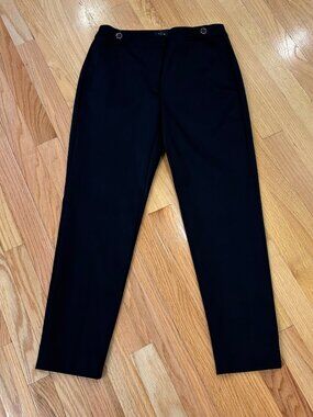 WHBM Slim Ankle Pants, Satin Evening Cocktail Embellished, Black, 6P, EUC